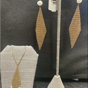 Tiffany & Co 18K Gold Mesh Fringe Pearl Necklace & Earrings